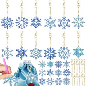 12 Packs Snowflake Rhinestones Painting Keychain Kits (Option: W13732748)