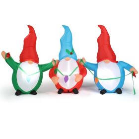 6.6 FT Lighted Christmas Inflatable Decoration, Inflatable Three Christmas Gnomes Elves, Funny Blow Up Yard Decorations With Built-in LED Lights (Option: Inflatable three Christmas gno)