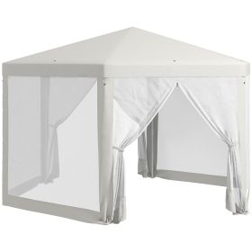 Outsunny 13' X 11' Outdoor Party Tent, Hexagon Sun Shade Shelter Canopy With Protective Mesh Screen (Color: White)