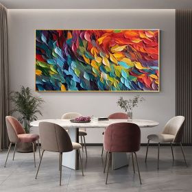 Handmade Oil Painting Original Colorful Feathers Oil Painting On Canvas Large Wall Art Abstract Colorful Painting Custom Painting Living room Hom (size: 150X220cm, style: 01)