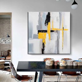 Hand Painted Oil Paintings Black and white gold Modern Abstract Oil Paintings On Canvas Wall Art Decorative Picture Living Room Hallway Bedroom L (size: 150x150cm, style: 01)