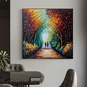 Hand Painted Oil Painting Abstract Original Romantic Cityscape Oil Painting On Canvas Large Wall Art Colorful Tree Painting Custom Painting Livin (size: 150x150cm, style: 01)
