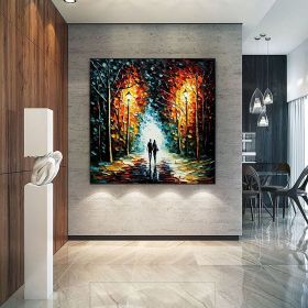 Hand Painted Oil Painting Original Romantic Cityscape Oil Painting On Canvas Large Wall Art Abstract Colorful Forest Painting Custom Tree Paintin (size: 150x150cm, style: 01)