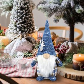Christmas Gnomes Plush Decorations Handmade Scandinavian Tomte Stuffed Santa with Branch and Bag Xmas Decor for Home Kitchen Farmhouse Tiered Tra (Color: Blue)